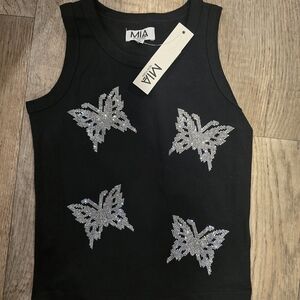 MIA Kids Black Tank Top with Silver Accents